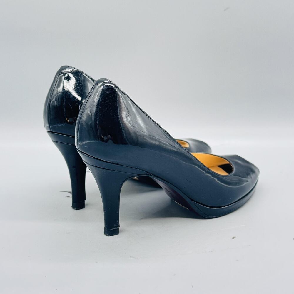 Cole Haan Shoes Womens 6 Black Patent Leather Vtg Air Peep Toe Pumps Heels - Picture 7 of 11